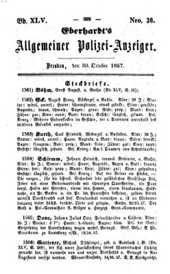 Eberhardt's allgemeiner Polizei-Anzeiger (Allgemeiner Polizei-Anzeiger) Freitag 30. Oktober 1857