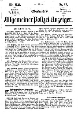 Eberhardt's allgemeiner Polizei-Anzeiger (Allgemeiner Polizei-Anzeiger) Freitag 12. Februar 1858