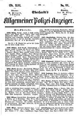 Eberhardt's allgemeiner Polizei-Anzeiger (Allgemeiner Polizei-Anzeiger) Dienstag 16. März 1858