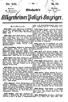 Eberhardt's allgemeiner Polizei-Anzeiger (Allgemeiner Polizei-Anzeiger) Montag 28. Juni 1858