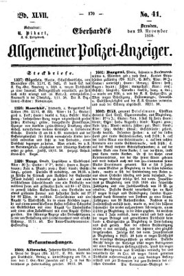 Eberhardt's allgemeiner Polizei-Anzeiger (Allgemeiner Polizei-Anzeiger) Dienstag 23. November 1858