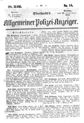 Eberhardt's allgemeiner Polizei-Anzeiger (Allgemeiner Polizei-Anzeiger) Dienstag 22. Februar 1859