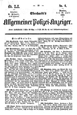 Eberhardt's allgemeiner Polizei-Anzeiger (Allgemeiner Polizei-Anzeiger) Sonntag 15. Juli 1860