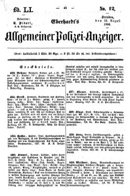 Eberhardt's allgemeiner Polizei-Anzeiger (Allgemeiner Polizei-Anzeiger) Samstag 11. August 1860