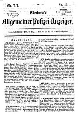 Eberhardt's allgemeiner Polizei-Anzeiger (Allgemeiner Polizei-Anzeiger) Mittwoch 15. August 1860