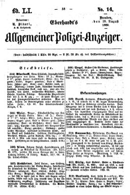 Eberhardt's allgemeiner Polizei-Anzeiger (Allgemeiner Polizei-Anzeiger) Samstag 18. August 1860