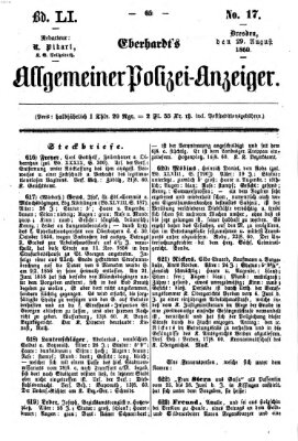 Eberhardt's allgemeiner Polizei-Anzeiger (Allgemeiner Polizei-Anzeiger) Mittwoch 29. August 1860