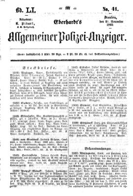 Eberhardt's allgemeiner Polizei-Anzeiger (Allgemeiner Polizei-Anzeiger) Mittwoch 21. November 1860