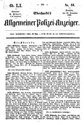 Eberhardt's allgemeiner Polizei-Anzeiger (Allgemeiner Polizei-Anzeiger) Donnerstag 29. November 1860