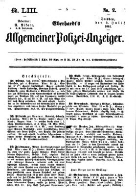 Eberhardt's allgemeiner Polizei-Anzeiger (Allgemeiner Polizei-Anzeiger) Freitag 5. Juli 1861