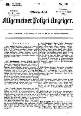 Eberhardt's allgemeiner Polizei-Anzeiger (Allgemeiner Polizei-Anzeiger) Mittwoch 14. August 1861