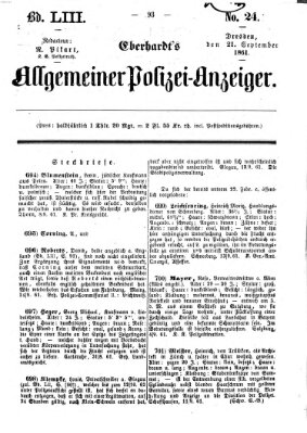 Eberhardt's allgemeiner Polizei-Anzeiger (Allgemeiner Polizei-Anzeiger) Samstag 21. September 1861