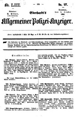 Eberhardt's allgemeiner Polizei-Anzeiger (Allgemeiner Polizei-Anzeiger) Mittwoch 2. Oktober 1861