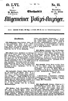 Eberhardt's allgemeiner Polizei-Anzeiger (Allgemeiner Polizei-Anzeiger) Samstag 14. Februar 1863