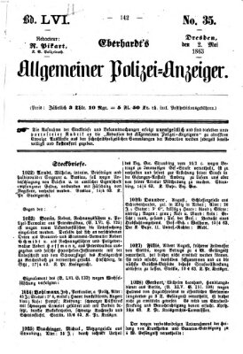 Eberhardt's allgemeiner Polizei-Anzeiger (Allgemeiner Polizei-Anzeiger) Samstag 2. Mai 1863