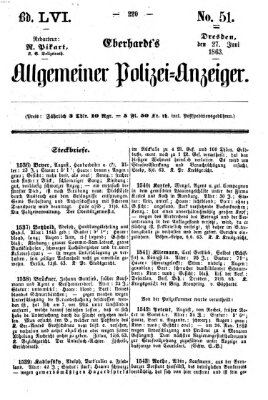 Eberhardt's allgemeiner Polizei-Anzeiger (Allgemeiner Polizei-Anzeiger) Samstag 27. Juni 1863