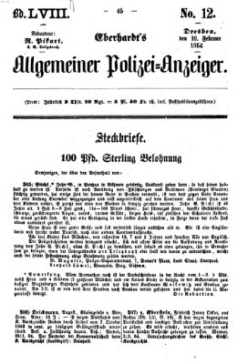 Eberhardt's allgemeiner Polizei-Anzeiger (Allgemeiner Polizei-Anzeiger) Mittwoch 10. Februar 1864