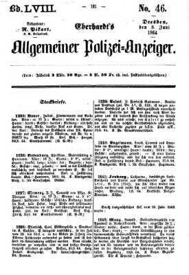 Eberhardt's allgemeiner Polizei-Anzeiger (Allgemeiner Polizei-Anzeiger) Mittwoch 8. Juni 1864