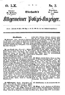 Eberhardt's allgemeiner Polizei-Anzeiger (Allgemeiner Polizei-Anzeiger) Samstag 7. Januar 1865