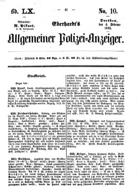 Eberhardt's allgemeiner Polizei-Anzeiger (Allgemeiner Polizei-Anzeiger) Samstag 4. Februar 1865