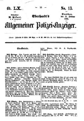 Eberhardt's allgemeiner Polizei-Anzeiger (Allgemeiner Polizei-Anzeiger) Mittwoch 15. Februar 1865