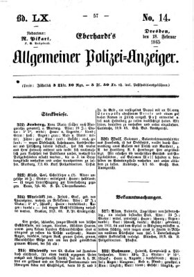 Eberhardt's allgemeiner Polizei-Anzeiger (Allgemeiner Polizei-Anzeiger) Samstag 18. Februar 1865