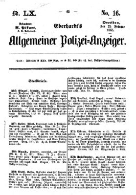 Eberhardt's allgemeiner Polizei-Anzeiger (Allgemeiner Polizei-Anzeiger) Samstag 25. Februar 1865