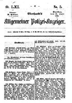 Eberhardt's allgemeiner Polizei-Anzeiger (Allgemeiner Polizei-Anzeiger) Mittwoch 19. Juli 1865