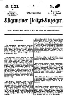 Eberhardt's allgemeiner Polizei-Anzeiger (Allgemeiner Polizei-Anzeiger) Mittwoch 9. August 1865