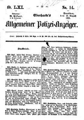 Eberhardt's allgemeiner Polizei-Anzeiger (Allgemeiner Polizei-Anzeiger) Samstag 19. August 1865