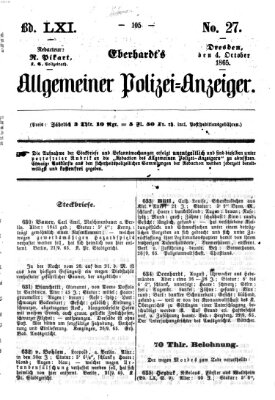 Eberhardt's allgemeiner Polizei-Anzeiger (Allgemeiner Polizei-Anzeiger) Mittwoch 4. Oktober 1865