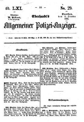 Eberhardt's allgemeiner Polizei-Anzeiger (Allgemeiner Polizei-Anzeiger) Mittwoch 11. Oktober 1865