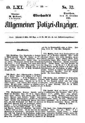 Eberhardt's allgemeiner Polizei-Anzeiger (Allgemeiner Polizei-Anzeiger) Samstag 21. Oktober 1865