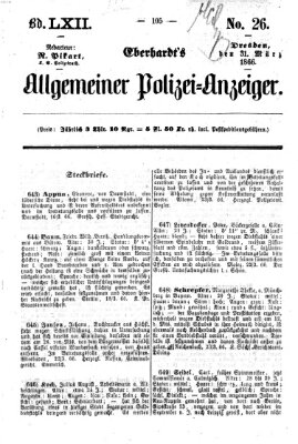 Eberhardt's allgemeiner Polizei-Anzeiger (Allgemeiner Polizei-Anzeiger) Samstag 31. März 1866