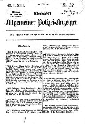 Eberhardt's allgemeiner Polizei-Anzeiger (Allgemeiner Polizei-Anzeiger) Samstag 21. April 1866