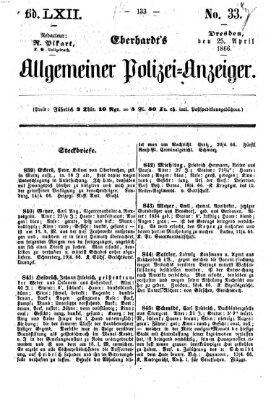 Eberhardt's allgemeiner Polizei-Anzeiger (Allgemeiner Polizei-Anzeiger) Mittwoch 25. April 1866