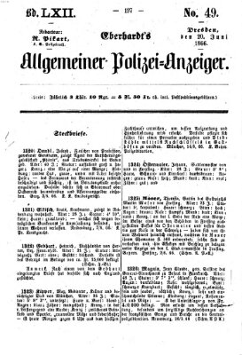 Eberhardt's allgemeiner Polizei-Anzeiger (Allgemeiner Polizei-Anzeiger) Mittwoch 20. Juni 1866