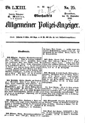 Eberhardt's allgemeiner Polizei-Anzeiger (Allgemeiner Polizei-Anzeiger) Mittwoch 26. September 1866