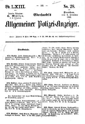 Eberhardt's allgemeiner Polizei-Anzeiger (Allgemeiner Polizei-Anzeiger) Samstag 6. Oktober 1866