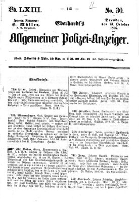 Eberhardt's allgemeiner Polizei-Anzeiger (Allgemeiner Polizei-Anzeiger) Samstag 13. Oktober 1866