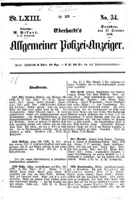 Eberhardt's allgemeiner Polizei-Anzeiger (Allgemeiner Polizei-Anzeiger) Samstag 27. Oktober 1866