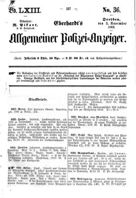 Eberhardt's allgemeiner Polizei-Anzeiger (Allgemeiner Polizei-Anzeiger) Samstag 3. November 1866