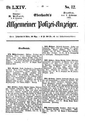 Eberhardt's allgemeiner Polizei-Anzeiger (Allgemeiner Polizei-Anzeiger) Samstag 9. Februar 1867