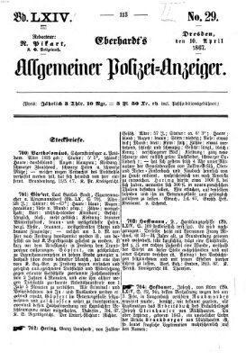 Eberhardt's allgemeiner Polizei-Anzeiger (Allgemeiner Polizei-Anzeiger) Mittwoch 10. April 1867