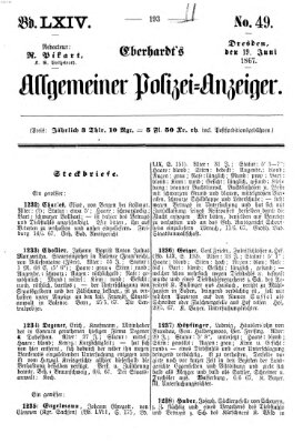 Eberhardt's allgemeiner Polizei-Anzeiger (Allgemeiner Polizei-Anzeiger) Mittwoch 19. Juni 1867