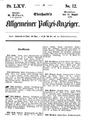 Eberhardt's allgemeiner Polizei-Anzeiger (Allgemeiner Polizei-Anzeiger) Samstag 10. August 1867