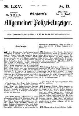 Eberhardt's allgemeiner Polizei-Anzeiger (Allgemeiner Polizei-Anzeiger) Mittwoch 14. August 1867