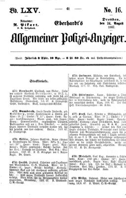 Eberhardt's allgemeiner Polizei-Anzeiger (Allgemeiner Polizei-Anzeiger) Samstag 24. August 1867