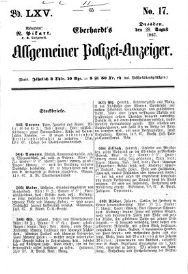 Eberhardt's allgemeiner Polizei-Anzeiger (Allgemeiner Polizei-Anzeiger) Mittwoch 28. August 1867