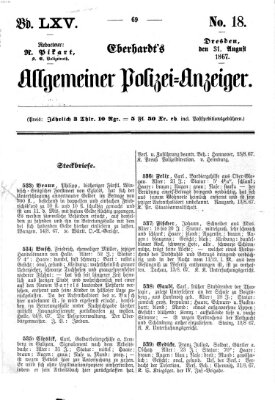 Eberhardt's allgemeiner Polizei-Anzeiger (Allgemeiner Polizei-Anzeiger) Samstag 31. August 1867